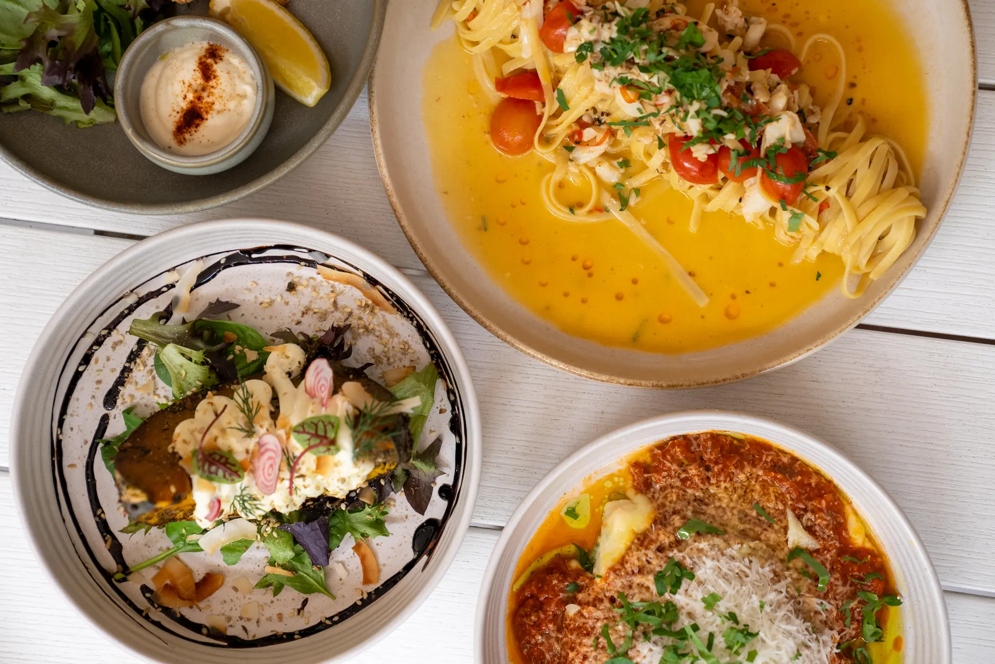 Brunch spread at Poppies Southbank