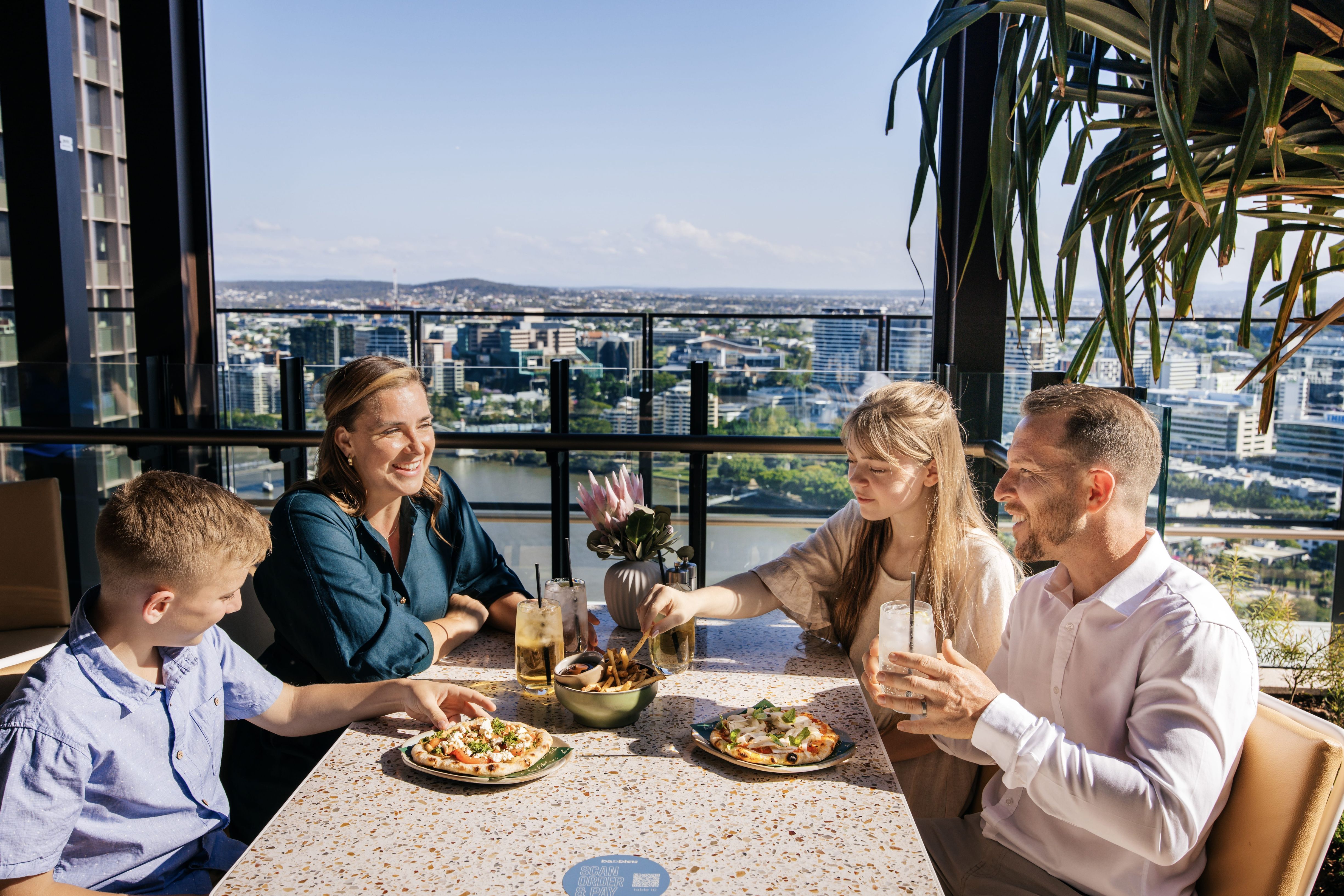 Family dining at Poppies Southbank with kids